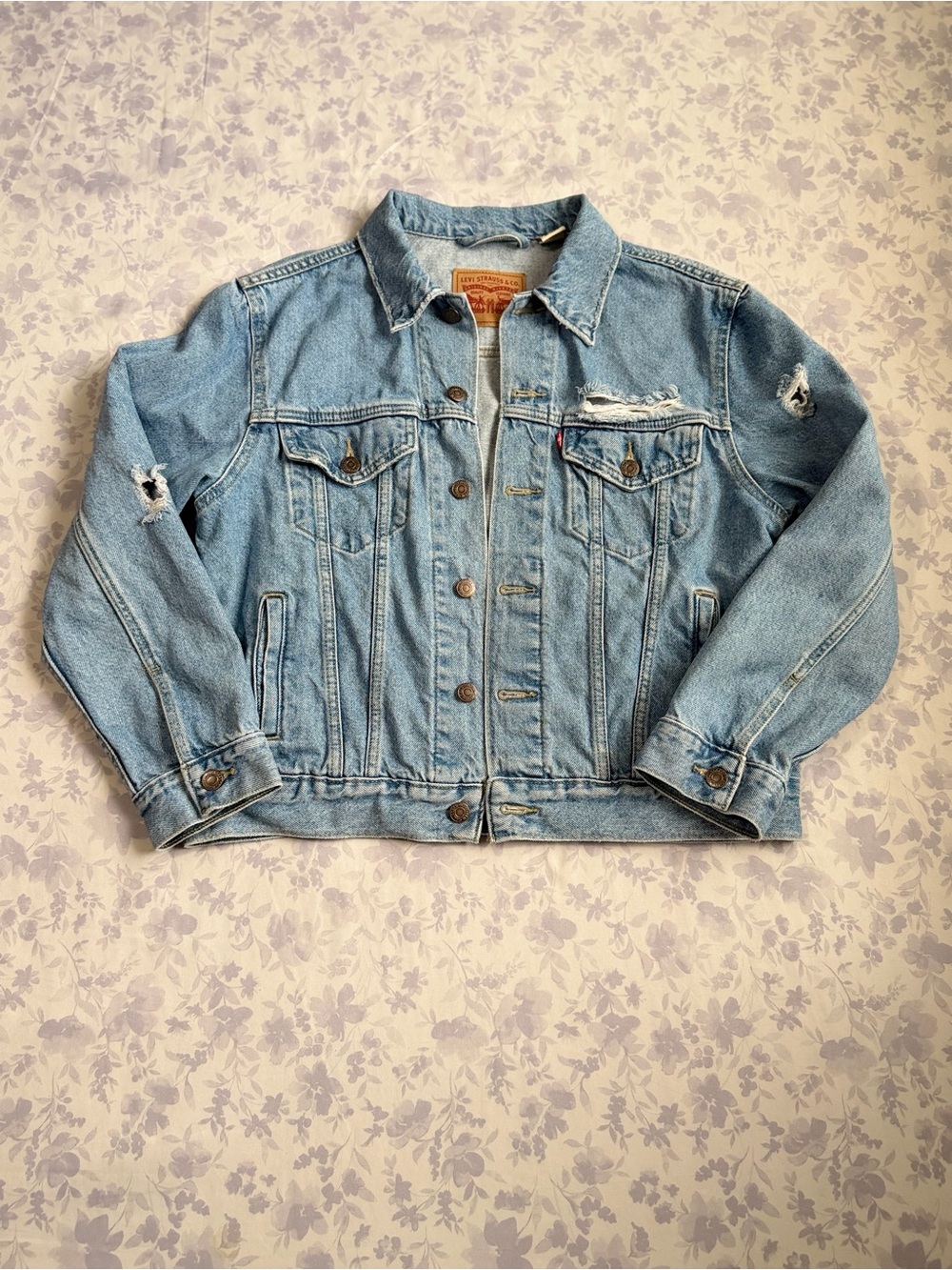 Levi's Light Blue Distressed Denim Jean Jacket